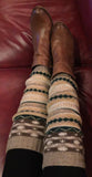 Tan Beige Tones in these cute Wool Nordic Fashion Knitted Leg Warmers with Pattern, dance leg warmers, yoga socks, gift for her, socks