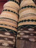Tan Beige Tones in these cute Wool Nordic Fashion Knitted Leg Warmers with Pattern, dance leg warmers, yoga socks, gift for her, socks