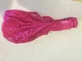 Pink women girl bandana lace headband head wrap wide accessory