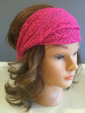 Pink women girl bandana lace headband head wrap wide accessory