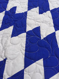 Geometric modern grey and blue quilt, Modern Quilt, New Style quilt, Handmade Modern Baby Quilt, Baby Shower Gift, Baby Shower Quilt, Wall