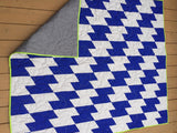 Geometric modern grey and blue quilt, Modern Quilt, New Style quilt, Handmade Modern Baby Quilt, Baby Shower Gift, Baby Shower Quilt, Wall