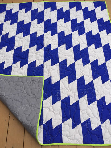 Geometric modern grey and blue quilt, Modern Quilt, New Style quilt, Handmade Modern Baby Quilt, Baby Shower Gift, Baby Shower Quilt, Wall