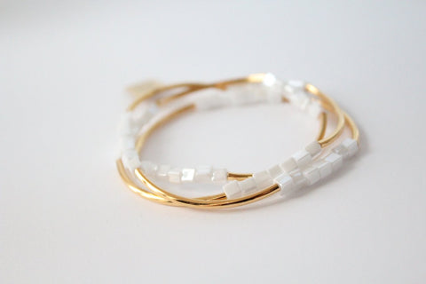 6 Wrap Bracelet Collection (White and Gold)