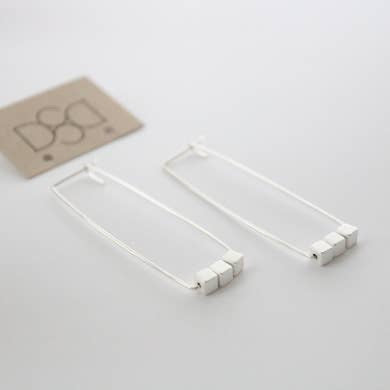 Silver Rectangle Hoop Earrings Earrings