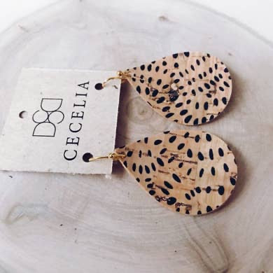 Small Teardrop Leather Earring Collection (Sesame)