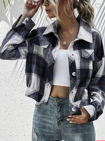 Crop Plaid Shacket