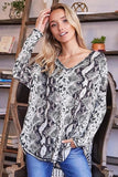 Long Sleeve Snake Print Top