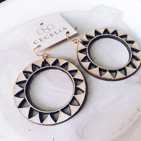 Hoop Wood Earring Collection Sunflower