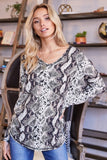 Long Sleeve Snake Print Top