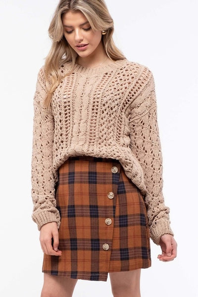 Open Knit Chenille Sweater
