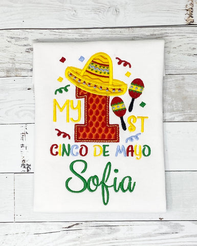 Cinco De Mayo Shirt, Girls Cinco de Mayo Shirt, Celebration , Cinco de Mayo Name Shirt, Girls Mexican celebration Shirt, Embroidery Shirt for Girls, Gift for girl