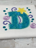 Letter Mermaid birthday Shirt, Girls Birthday Initial Shirt, Mermaid, Mermaid Name Shirt, Girls Birthday Shirt , Embroidery Shirt for Girls, Gift for girl