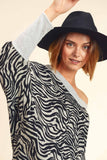 Zebra Print V Banded Neck Top