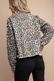 Leopard Printed Cropped Denim Jacket