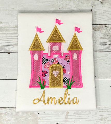 Princess Castle Name Birthday Shirt, Girls Birthday Shirt, Castle Top, Mermaid Age Name Shirt, Girls Birthday Short, Embroidery Shirt for Girls, Gift for girl
