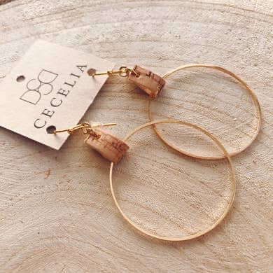 Leather Hoop Earrings (Cork)