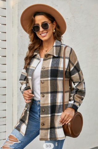 Button Down Plaid Shacket