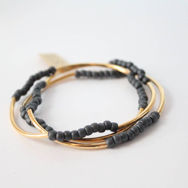 Triple Wrap Bracelet Collection (Gold and Matte Gray TOHO)