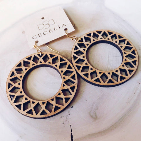 Hoop Wood Earring Collection Mandala