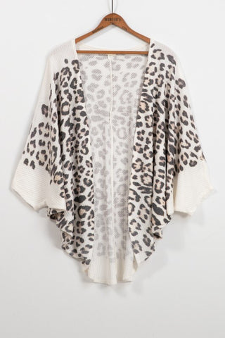 Leopard Thermal Knit Kimono Cardigan