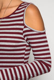 Cold Shoulder Maxi Dress with Stripes