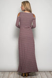 Cold Shoulder Maxi Dress with Stripes