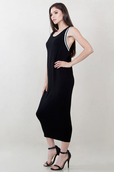 Black Sporty Knit Maxi Dress