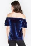 Blue Velvet Off Shoulder Top