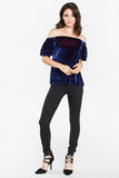 Blue Velvet Off Shoulder Top