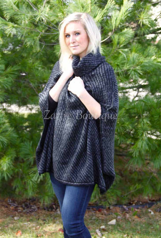 Black Two Tone Poncho