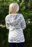 Gray and Cream Aztec Two Tone Cardigan