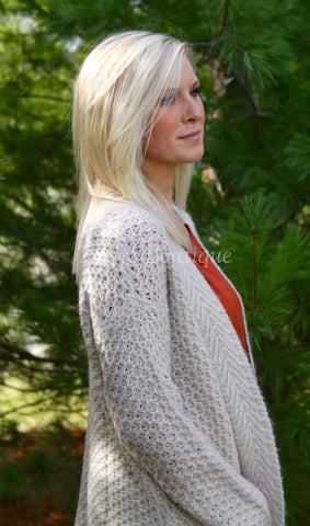 Cream Waffle Knit Cardigan