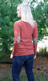 Rust Long Sleeve Aztec Elbow Patch Top