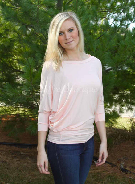 Peach Dolman Boatneck Top