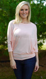 Peach Dolman Boatneck Top