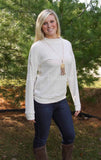 Ivory Side Zipper Long Sleeve Shoulder Zip Top