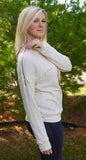 Ivory Side Zipper Long Sleeve Shoulder Zip Top