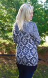 Navy and Cream Diamond Cardigan