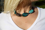 Turquoise Teal Ornate Tiered Necklace Set