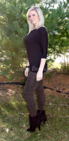 Leopard Fitted Fleece Lined Legging